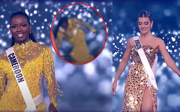 Sân khấu quá trơn khiến loạt hoa hậu đổ xiêu đổ vẹo, thế mới biết Kim Duyên catwalk đỉnh thế nào! Ảnh 2