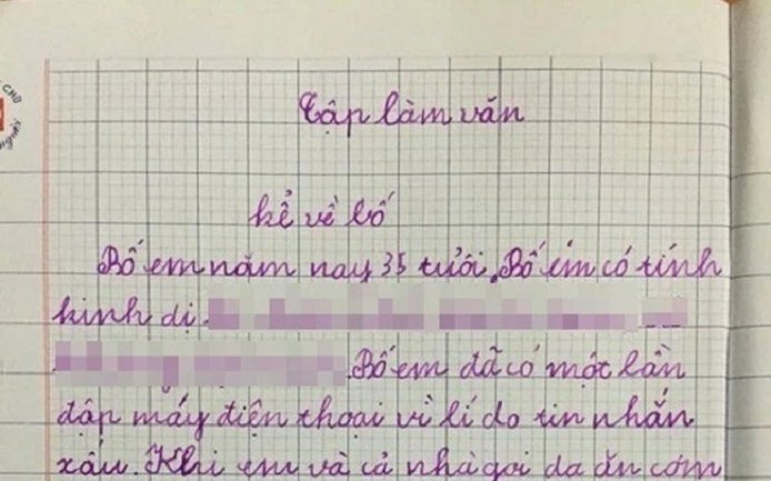 Bé trai 'bóc phốt' loạt tật xấu của bố trong bài văn, tiết lộ biệt danh độc đáo mà bố gọi mẹ ở nhà Ảnh 2