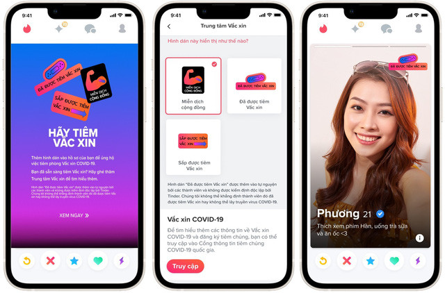 Ứng dụng hẹn hò Tinder cập nhật thêm trạng thái tiêm chủng, người dùng: 'Hẹn hò cũng phải an toàn!' Ảnh 1