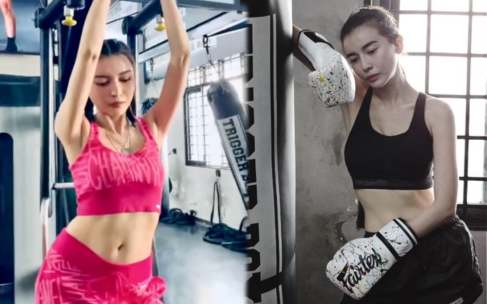 Cao Thái Hà khoe cơ bụng săn chắc nhờ luyện tập boxing Ảnh 2