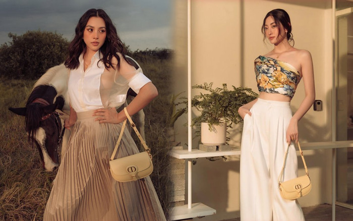 Tiểu Vy - Lương Thùy Linh đụng túi hiệu đắt đỏ, fan xoắn não cân đo ai đẹp hơn Ảnh 2