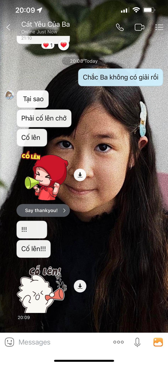 Đoạn tin nhắn của bé Cát Cát.