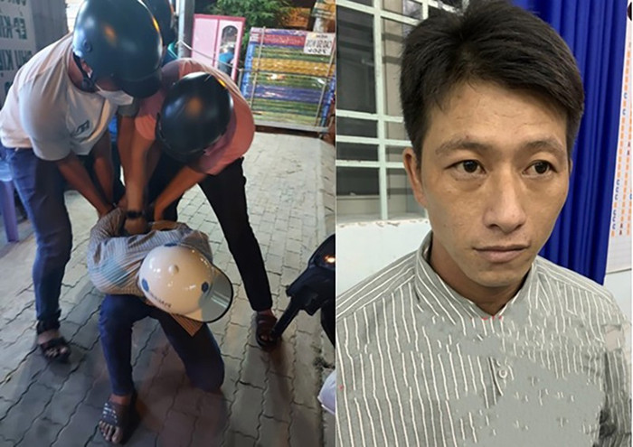 Đối tượng Đoàn Thanh Nhung tại thời điểm bị bắt. Ảnh: PLO