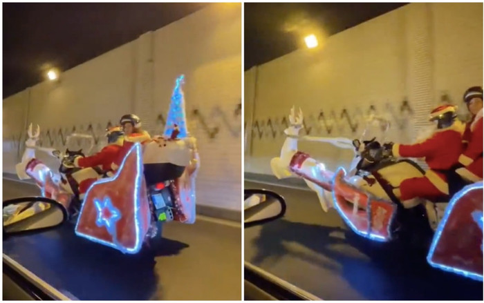 Đang ung dung trên đường, tài xế trầm trồ khi thấy 'ông già Noel bay vèo vèo' bên cạnh Ảnh 2