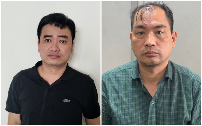 Tổng Giám đốc Công ty Việt Á Phan Quốc Việt (bên trái) và Giám đốc CDC Hải Dương Phạm Duy Tuyến (Ảnh: Bộ Công an).