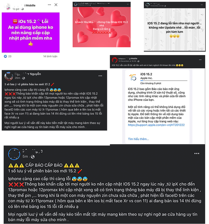 Nhiều cửa hàng iPhone đồng loạt lên tiếng iOS 15.2 'lỗi nặng'. CHỤP MÀN HÌNH