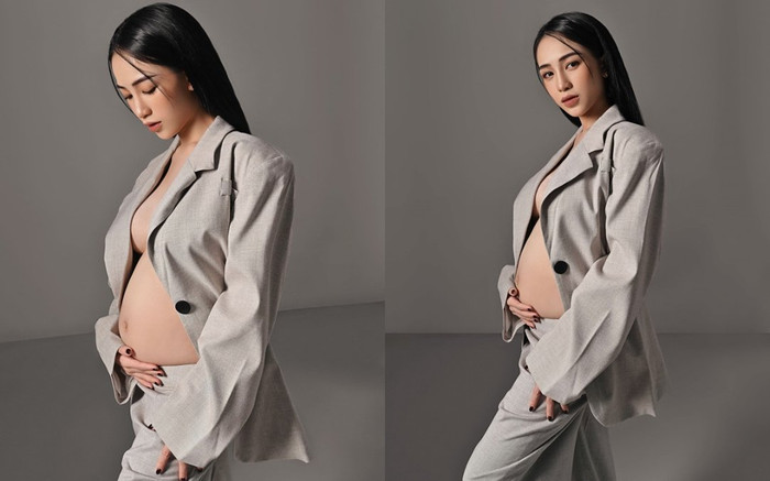 Con gái Minh Nhựa khoe loạt ảnh bụng bầu vượt mặt cùng vòng 1 lấp ló đầy gợi cảm Ảnh 2