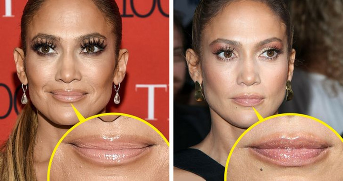 Để làm dày môi tự nhiên, Jennifer Lopez luôn kẻ viền môi thêm 1-2 mm bằng bút chì có màu da.