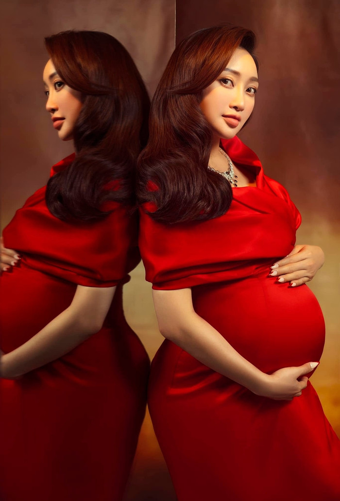 Bà xã Chi Bảo chọn bộ váy đỏ đầy thần thái, trông như các quý cô sang chảnh.