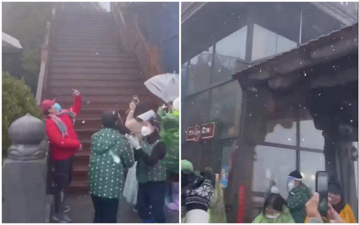 Clip: Khoảnh khắc tuyết rơi trắng trời đẹp như mơ tại Sapa khiến netizen rần rần thích thú Ảnh 2