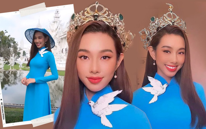 Miss Grand Thùy Tiên ghi điểm tuyệt đối với áo dài xanh hòa bình và điểm nhấn tinh tế đắt giá Ảnh 2