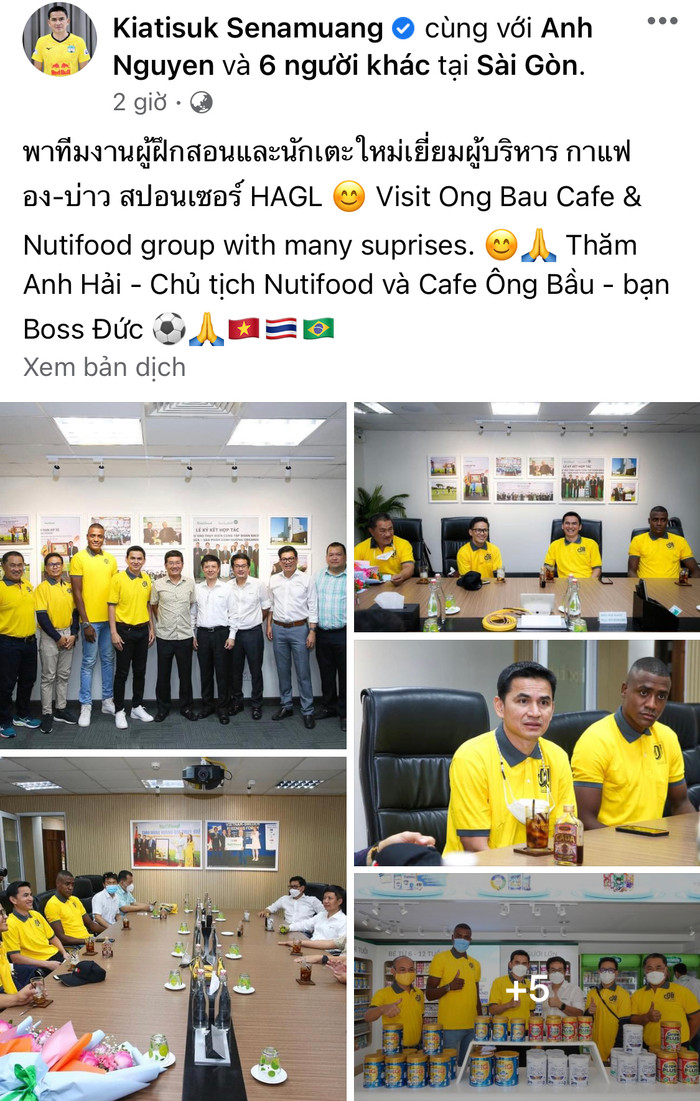 Kiatisak khoe loạt ảnh đến thăm “đại bản doanh” của bầu Hải. Ảnh chụp màn hình