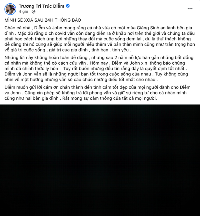 Nguyên văn chia sẻ của Trương Tri Trúc Diễm.