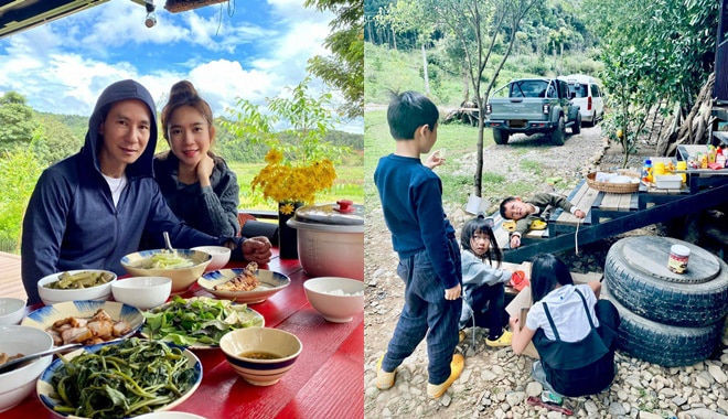 Gia đình Lý Hải - Minh Hà có những khoảnh khắc ngọt ngào bên nhau tại nông trại riêng.