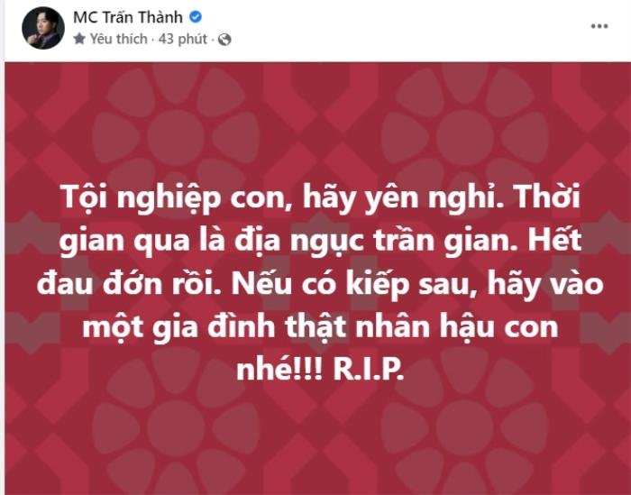 Trấn Thành - Hari Won chua xót vụ bé gái 8 tuổi: 'Nếu có kiếp sau, hãy vào một gia đình nhân hậu' Ảnh 1