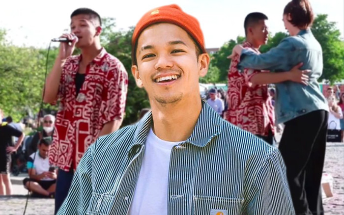 Trọng Hiếu khiêu vũ với khán giả giữa đường phố tại Đức khi trình diễn ca khúc 7 tỷ view Ảnh 2