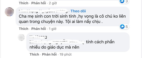 Nhiều người đứng ra bảo vệ bố mẹ Quỳnh Trang, cho rằng, tội ai làm thì người nấy chịu