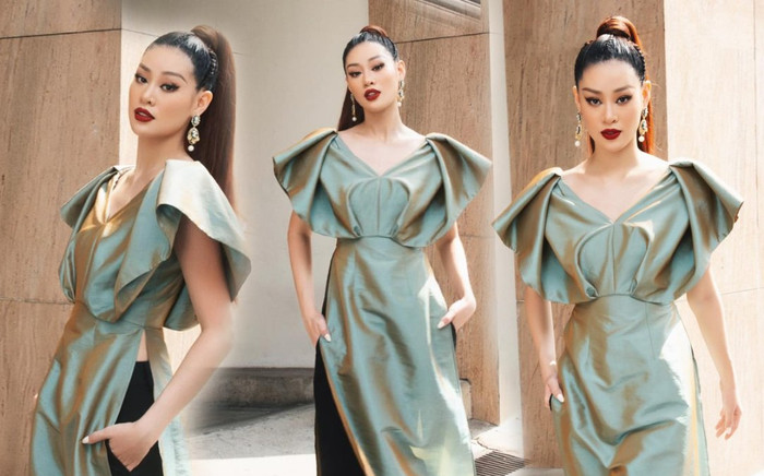 Hoa hậu Khánh Vân xuống phố với áo dài cách tân: Hình ảnh khác lạ cá tính khác thường Ảnh 2