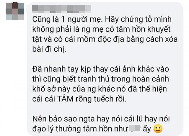 Đáng chú ý, một người tự nhận là người nhà của mẹ bé gái 8 tuổi đã yêu cầu Hà Anh xóa bài.