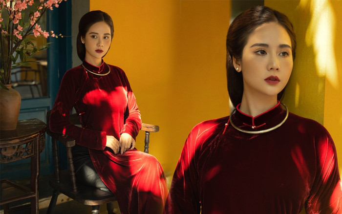 Rũ bỏ phong cách cá tính trong 'Thương ngày nắng về', Phan Minh Huyền dịu dàng với áo dài đầu năm Ảnh 2