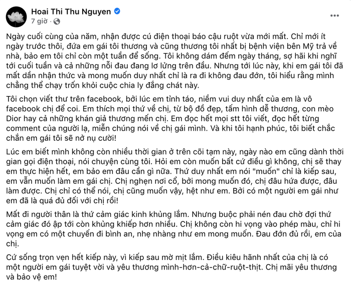 Nguyên văn chia sẻ của Thu Hoài.