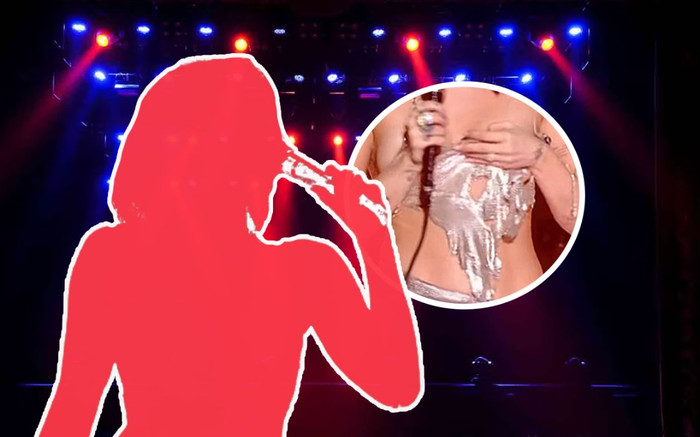 Hậu ôm ấp nam rapper, áo của nữ ca sĩ bất ngờ bị tuột ngay trên sân khấu và pha xử lý gây chú ý Ảnh 2