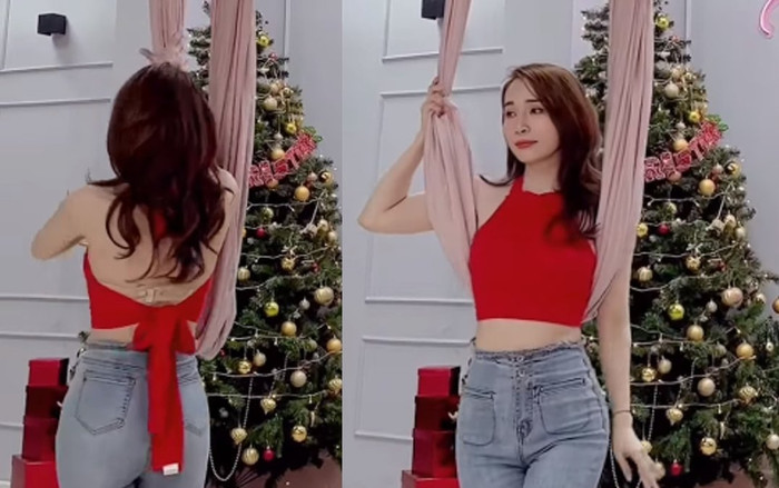 'Cá sấu chúa' Quỳnh Nga bị lộ 'phụ tùng' khi diện áo yếm tập yoga bay Ảnh 2