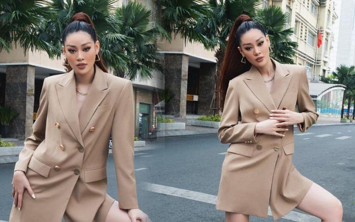 Hoa hậu Khánh Vân diện vest sang chảnh, đôi chân thẳng tắp quả là 'vũ khí' lợi hại! Ảnh 2