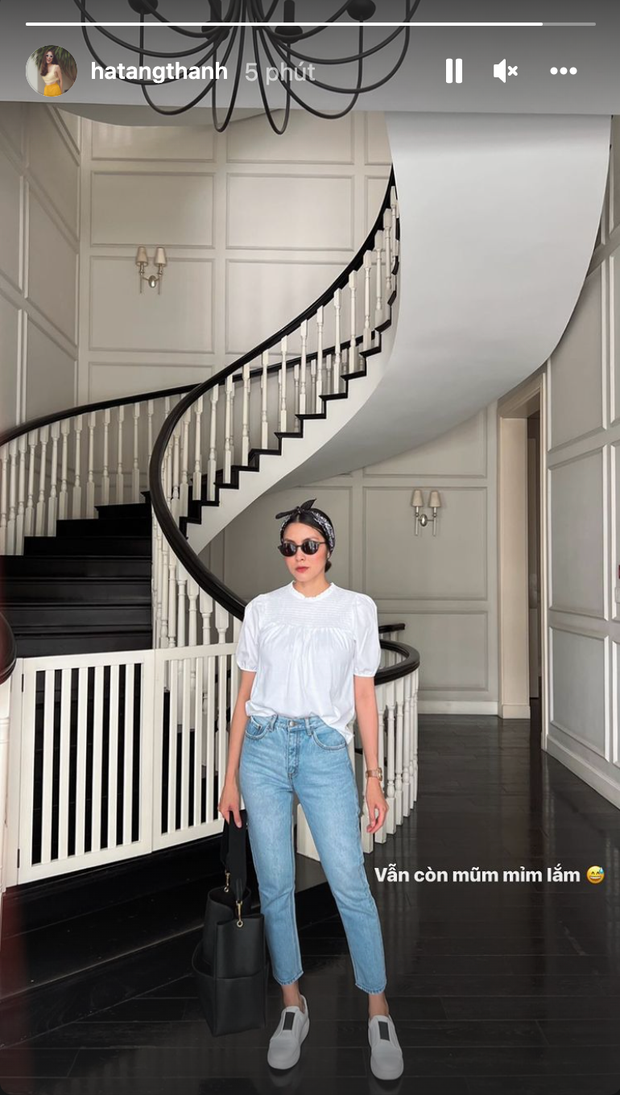 Tăng Thanh Hà tự nhận vẫn còn mũm mĩm sau sinh.