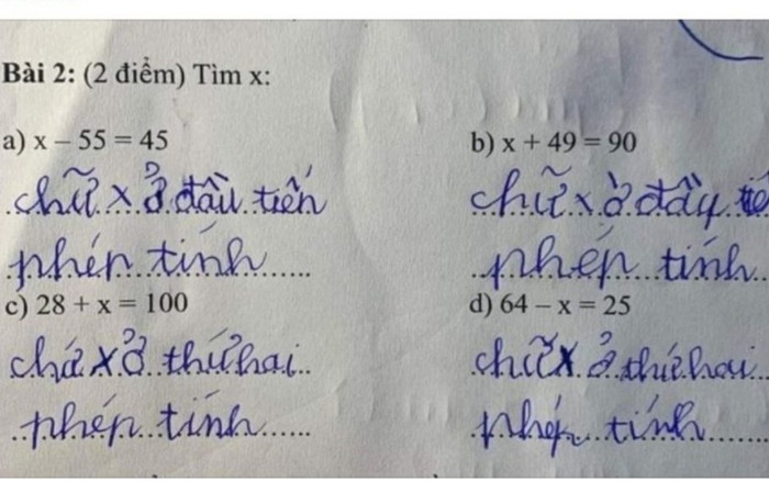 Yêu cầu học trò giải toán để 'tìm x', học trò đưa ra đáp án khiến cô giáo phải 'bó tay' Ảnh 2