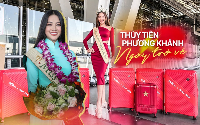 Gu thời trang ngày trở về của Thùy Tiên - Phương Khánh: Áo dài nền nã khác biệt với 'Miss Cut-out' Ảnh 2