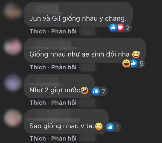 Khoảnh khắc Gil Lê và Jun Phạm giống hệt nhau trong một khuôn hình khiến nhiều người ngỡ ngàng.