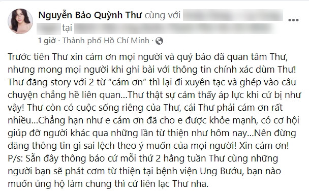 Quỳnh Thư lên tiếng khi bỗng dưng bị réo tên giữa ồn ào ly thân của Diệp Lâm Anh với chồng đại gia Ảnh 1