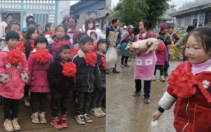 Học sinh giỏi được tặng lợn làm phần thưởng, cha mẹ phấn khởi ra mặt Ảnh 2