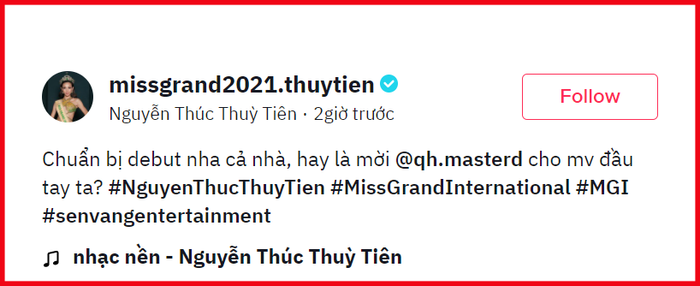 Bài đăng của Thùy Tiên trên trang Tik Tok cá nhân&nbsp;