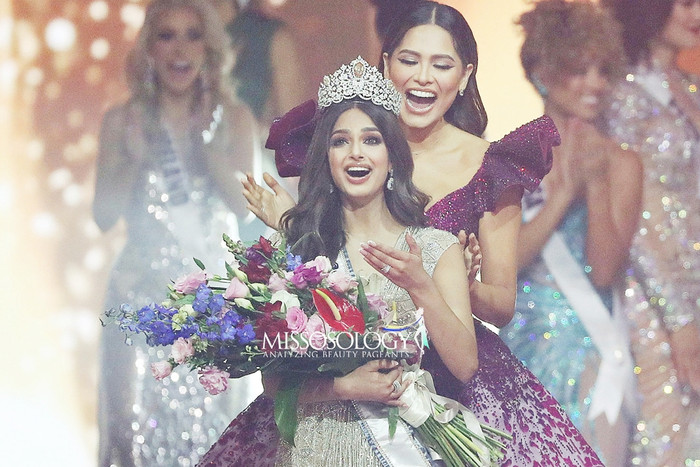 Đại diện Ấn Độ - Harnaaz Kaur Sandhu là chủ nhân của chiếc vương miện Hoa hậu Hoàn vũ - Miss Universe 2021.