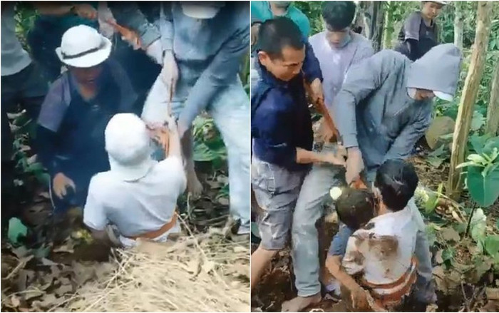 Mắc kẹt dưới giếng, bé trai 6 tuổi có pha 'chống đỡ' cực thông minh và màn giải cứu của 5 thợ sơn Ảnh 2