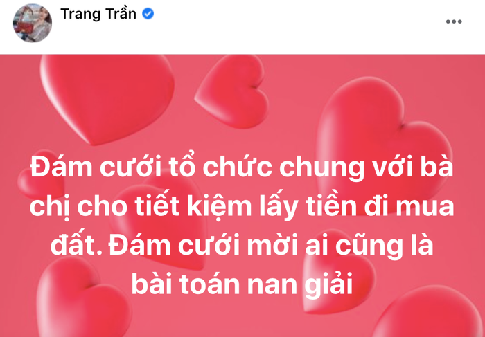 Trang Trần sắp tổ chức đám cưới, danh sách khách mời nan giải? Ảnh 1