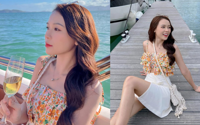 Sam khoe dáng điệu đà trước biển, chiếc áo hoa vô tình để lộ đường xẻ hiểm hóc Ảnh 2