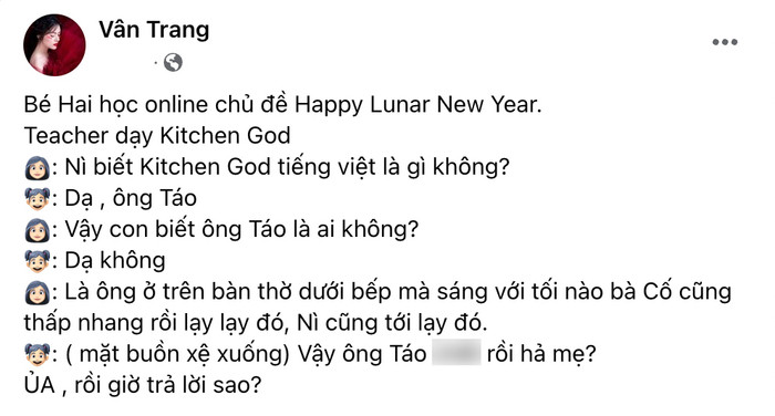 Đoạn trò chuyện đáng yêu của Vân Trang và con gái lớn.