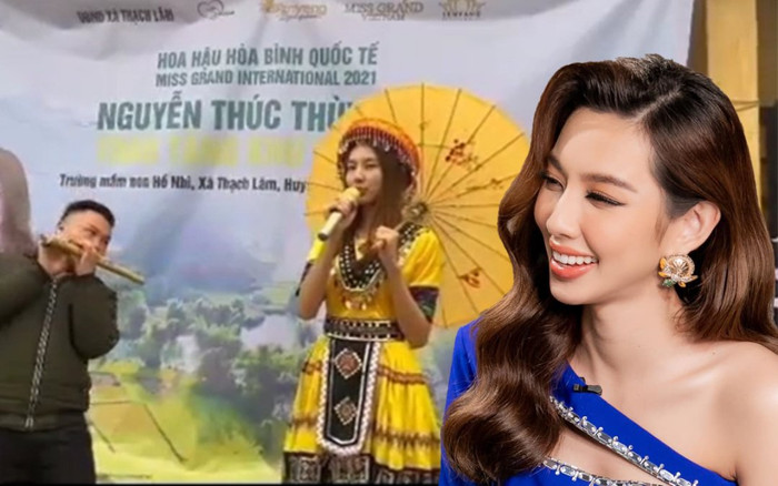 Hình ảnh mới của Hoa hậu Thùy Tiên: Hóa cô gái dân tộc, trổ tài hát giao lưu tặng trẻ em Cao Bằng Ảnh 2