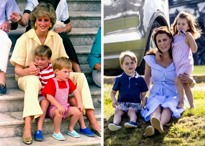 Một kỳ nghỉ của gia đình hoàng gia vào năm 1987 và 2018.