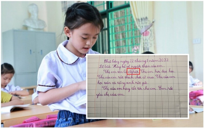 Bé gái viết văn đong đầy yêu thương dành cho chị gái, chỉ sai một từ mà khiến dân tình cười ngất Ảnh 2