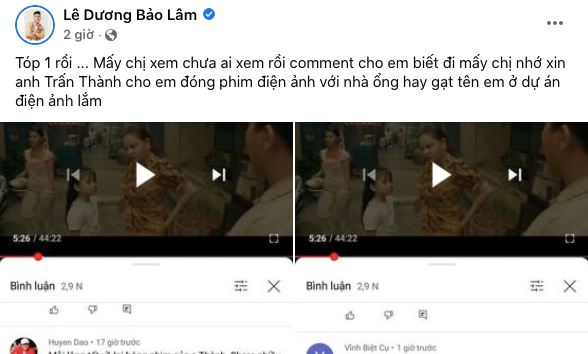 Bài đăng mang hàm ý 'xin vai' Trấn Thành