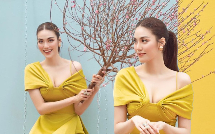 Siêu mẫu Lan Khuê diện áo dài cách tân úp mở thềm ngực nõn nà hút mắt Ảnh 2