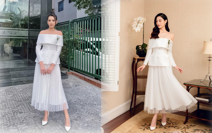 Lên đồ giống hệt nhau nhưng Lương Thùy Linh lại thua Đỗ Thị Hà ở một chi tiết Ảnh 2