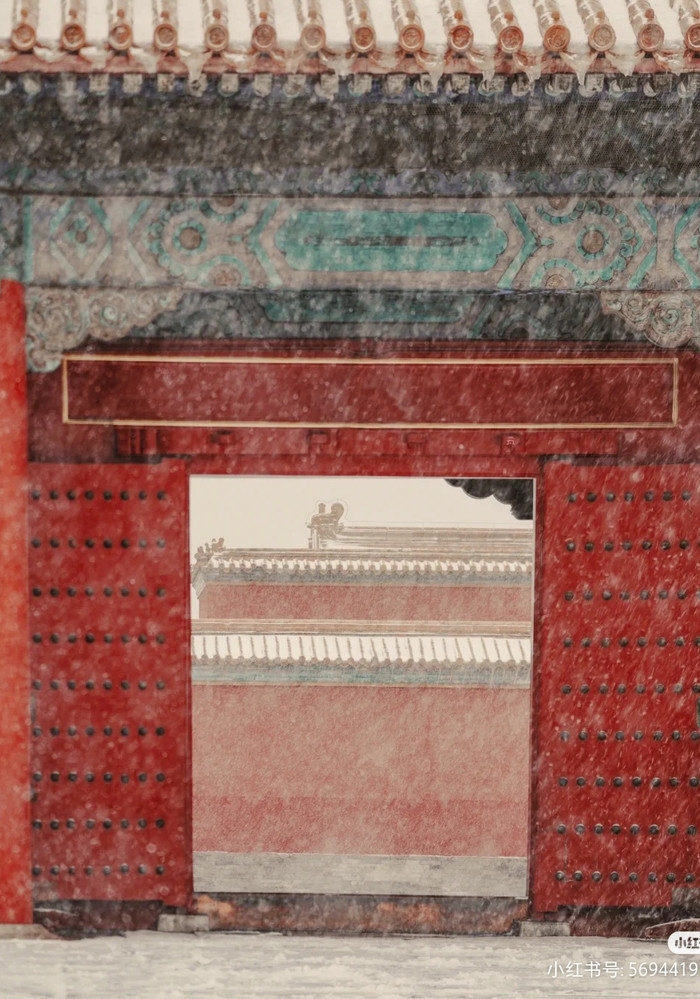 Tuyết rơi trắng, thơ mộng trên nền đỏ đặc trưng của Tử Cấm Thành.