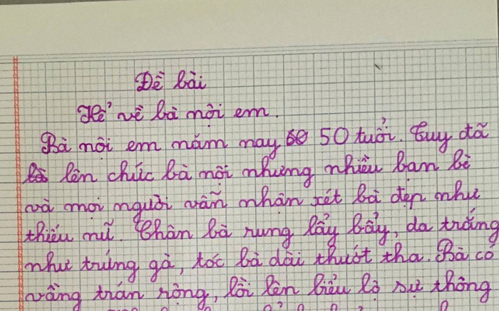 Làm văn kể về người thân, HS lớp 2 khiến dân tình cười ngất khi kể lại lần lén nghe ông bà nội trò chuyện Ảnh 2