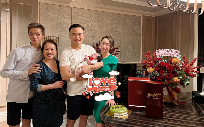 Lý Thùy Chang cùng ông xã Chi Bảo kỉ niệm đầy tháng con trai đầu lòng Ảnh 2