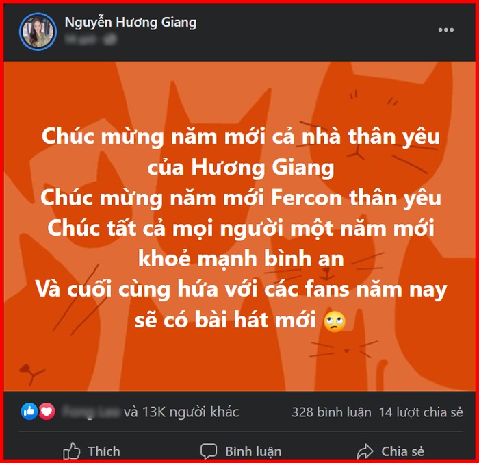 Bài đăng của Hương Giang trên trang cá nhân&nbsp;